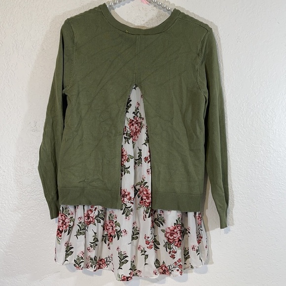 Time and Tru Split Back 2fer Mixed Media Sweater S - Picture 5 of 8